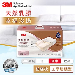 3M 天然乳膠防蹣枕-工學助眠型(附防蹣枕套)