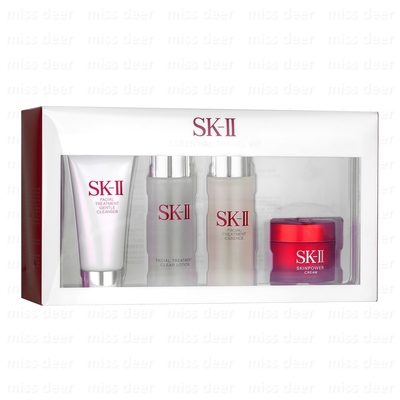 SK-II 旅行四件組(潔面乳+化妝水+青春露+活膚霜)-國際航空版