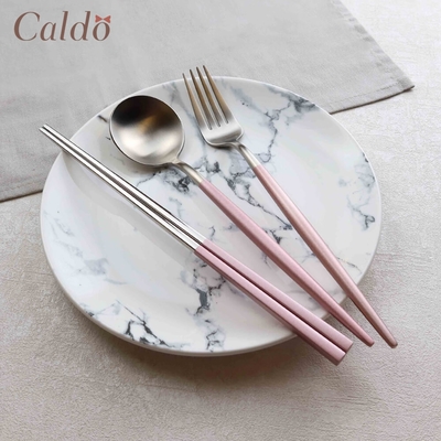 【Caldo卡朵生活】玫瑰光影不鏽鋼環保餐具組