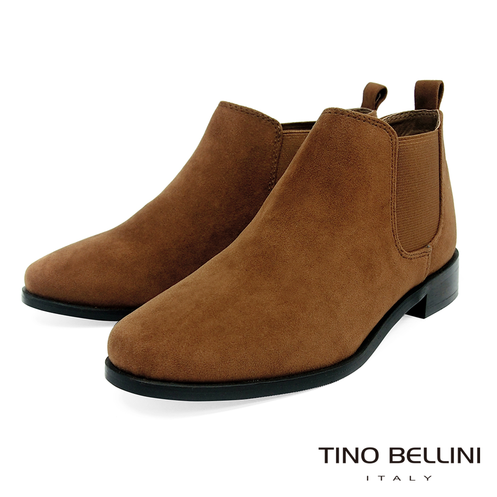 Tino Bellini 簡約質感布料低筒切爾西靴 _ 棕