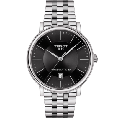 TISSOT 天梭 官方授權CARSON 都會品味紳士機械錶(T1224071105100)40mm