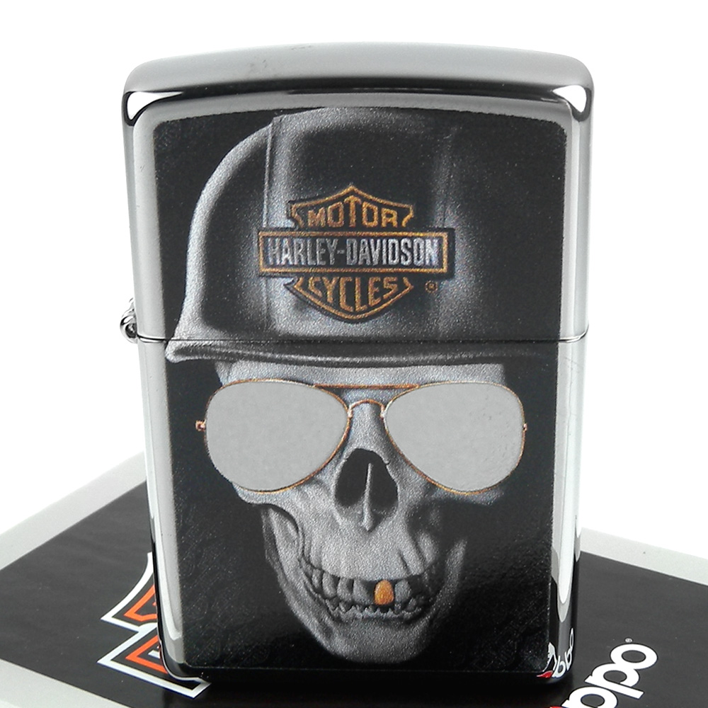 ZIPPO 美系~哈雷~Harley-Davidson-墨鏡骷髏圖案打火機