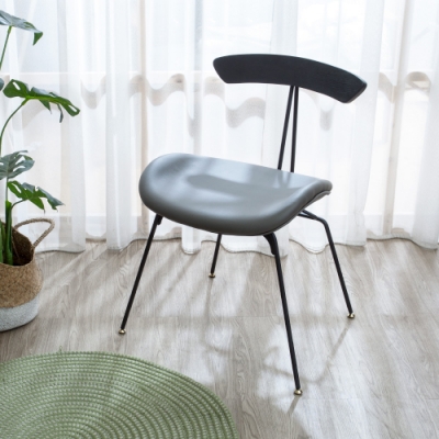 Boden-奧瑪工業風皮革餐椅/灰色造型椅/單椅(四入組合)-56x55x73cm