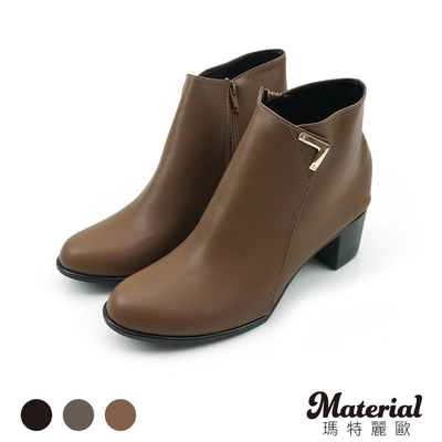 Material瑪特麗歐 MIT 短靴 金屬側釦尖頭短靴 T6889