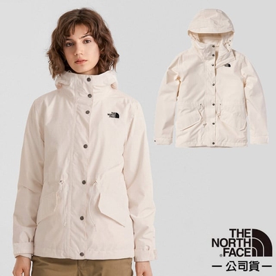 【The North Face】 女 防水透氣保暖可收腰連帽三合一外套/夾克_7QSM-P4K 米白色