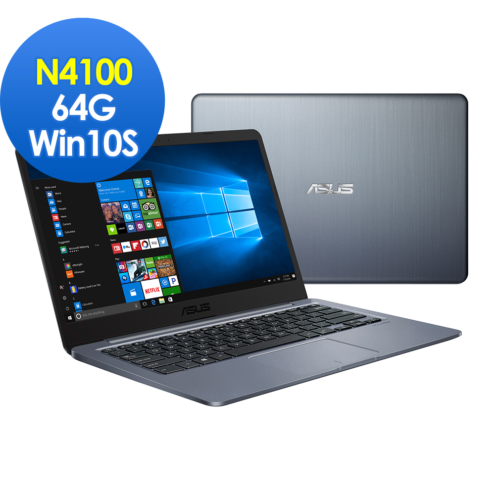 ASUS E406MA 14吋窄邊框筆電 (N4100/4G/64G EMMC/LapTop/Win10S/星空灰)