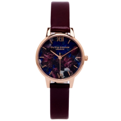 Olivia Burton 愛戀紫色花朵皮革錶帶手錶(OB16SP10)-花朵面/30mm