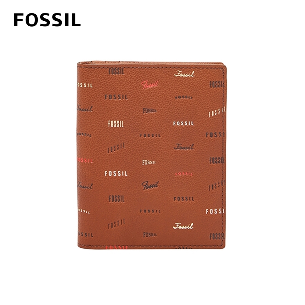 FOSSIL LOGAN 咖啡色童趣真皮RFID護照夾 SLG1287914