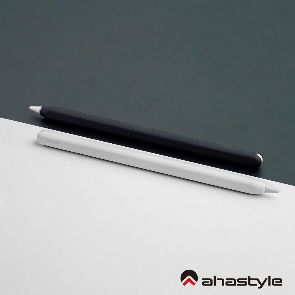 AHAStyle Apple Pencil 2代 筆套 超薄矽膠保護套 雙色2入 黑＋白