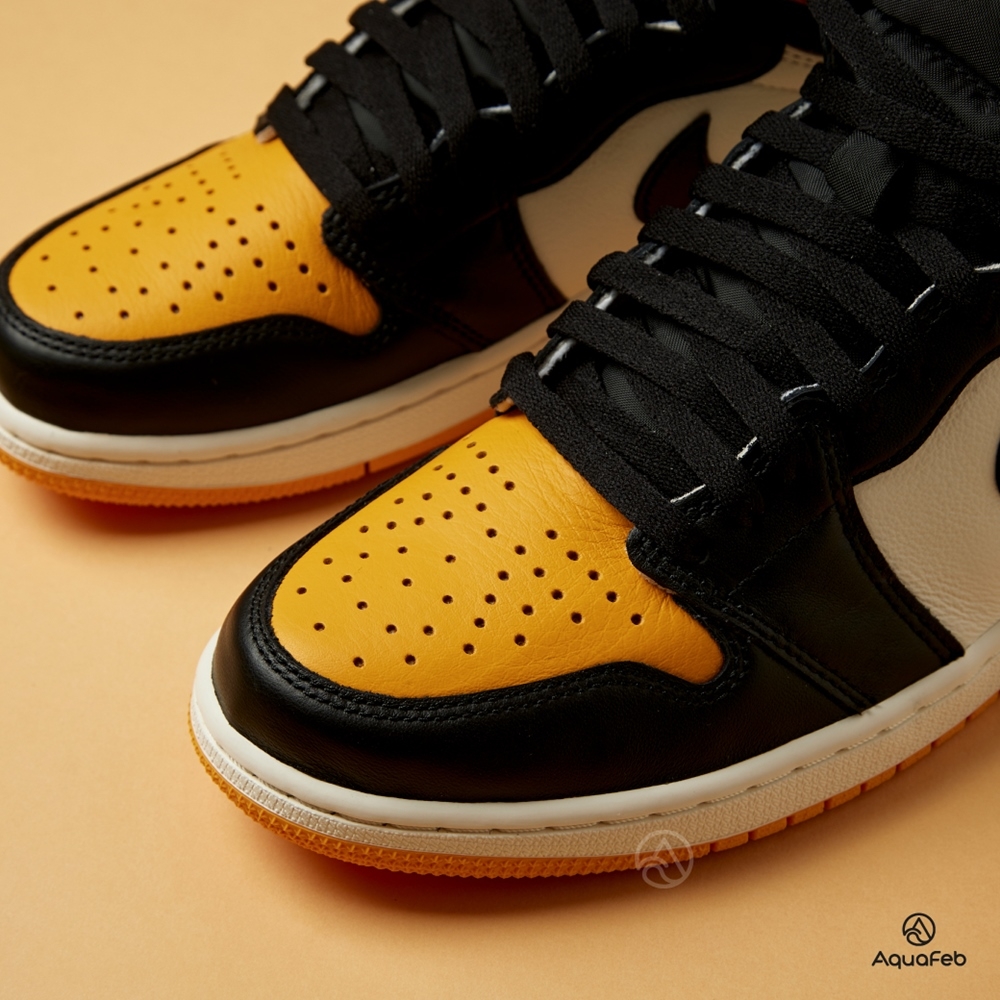 Nike Air Jordan 1 Retro High OG 男鞋黑色白色黃色AJ1 高筒運動休閒鞋