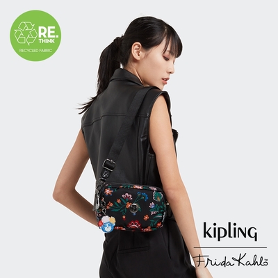 KIPLING x FRIDA K 繽紛花卉印花輕便長方形多袋斜背包-MILDA
