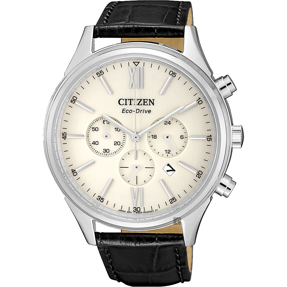 CITIZEN 星辰 亞洲限定光動能計時手錶-米x黑/42mm CA4410-17A