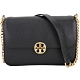 TORY BURCH Chelsea 黃銅雙T標誌牛皮鍊帶肩背包(黑色) product thumbnail 1