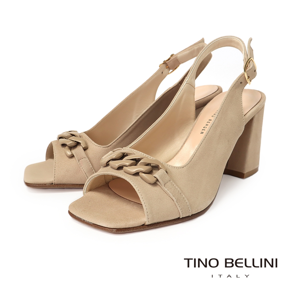 TINO BELLINI 義大利進口麂皮魚口高跟涼鞋FSMV008(卡其)