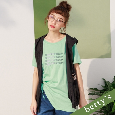 betty’s貝蒂思 複製英文繡花抽繩T-shirt(淺綠)