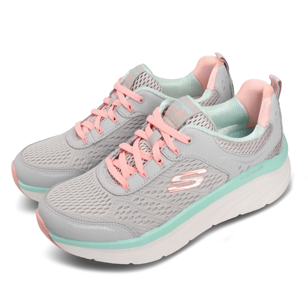 Skechers 休閒鞋 D Lux Walker 健走 女鞋 厚底 增高 泡棉鞋墊 球鞋穿搭 灰 綠 149023GYCL