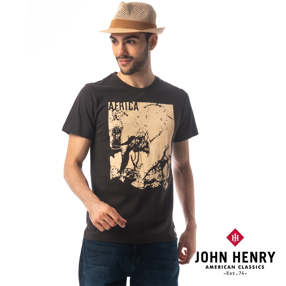 【JOHN HENRY】非洲象印花短袖T恤(二色)