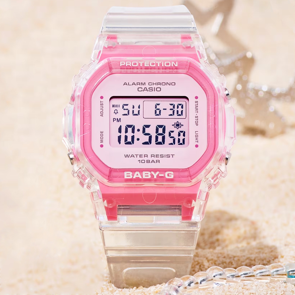 CASIO 卡西歐 BABY-G 半透明 夏季時光電子腕錶 禮物推薦 畢業禮物 42.1*37.9mm / BGD-565SJ-7