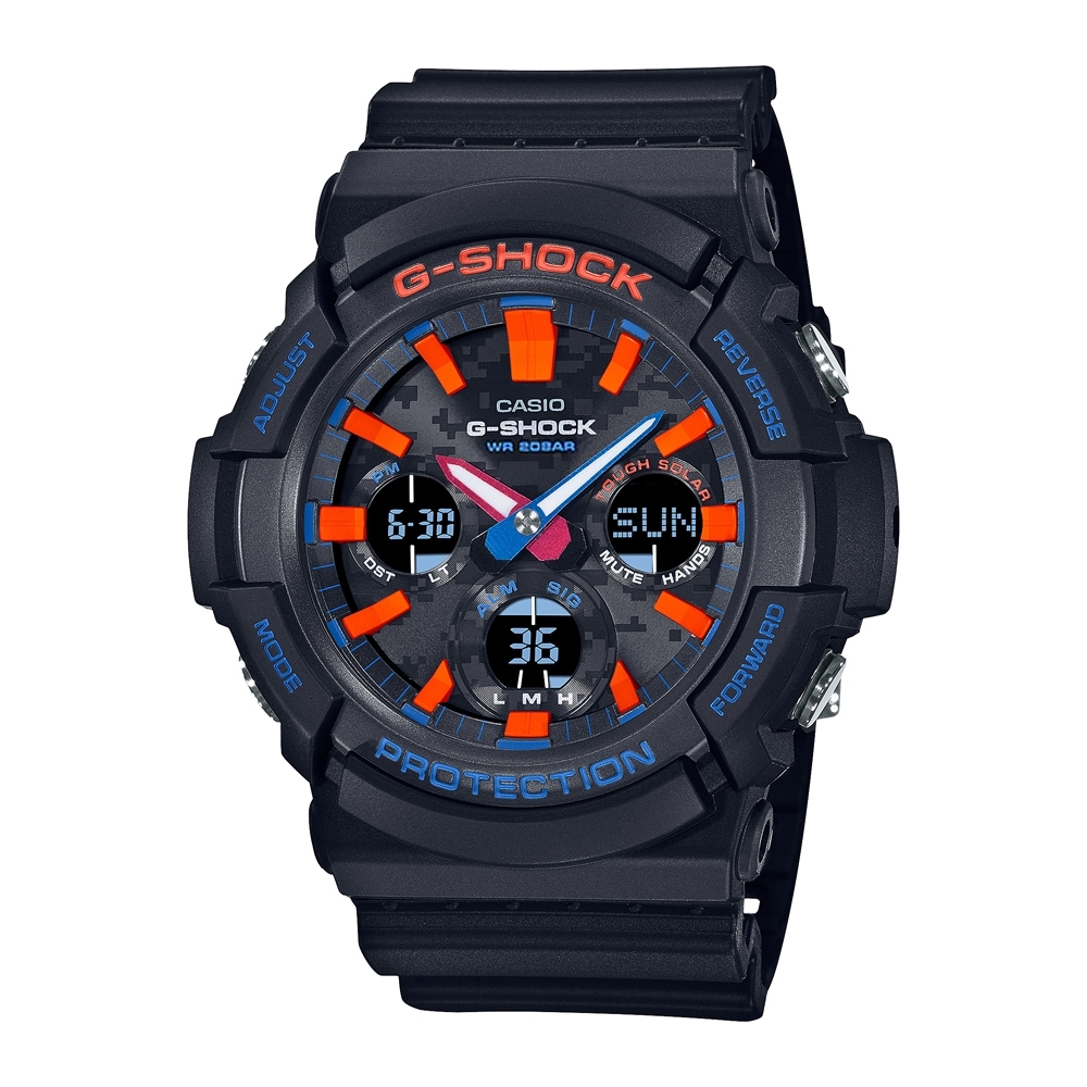 CASIO卡西歐 G-SHOCK 城市霓虹 太陽能電力 GAS-100CT-1A_52.5mm