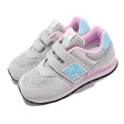 New Balance 休閒鞋 574 Wide 中大童鞋 灰 紫 寬楦 經典 魔鬼氈 復古 NB 紐巴倫 PV574NB1W