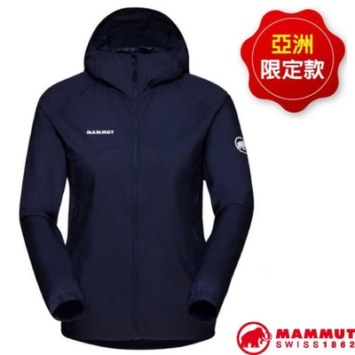 【MAMMUT 長毛象】女 Convey WB Hooded AF 輕量防風透氣連帽外套.夾克.風衣_1012-00540-5118 海洋藍