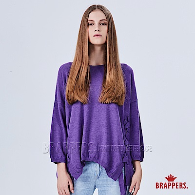 BRAPPERS 女款 落肩側綁帶長袖線衫-紫
