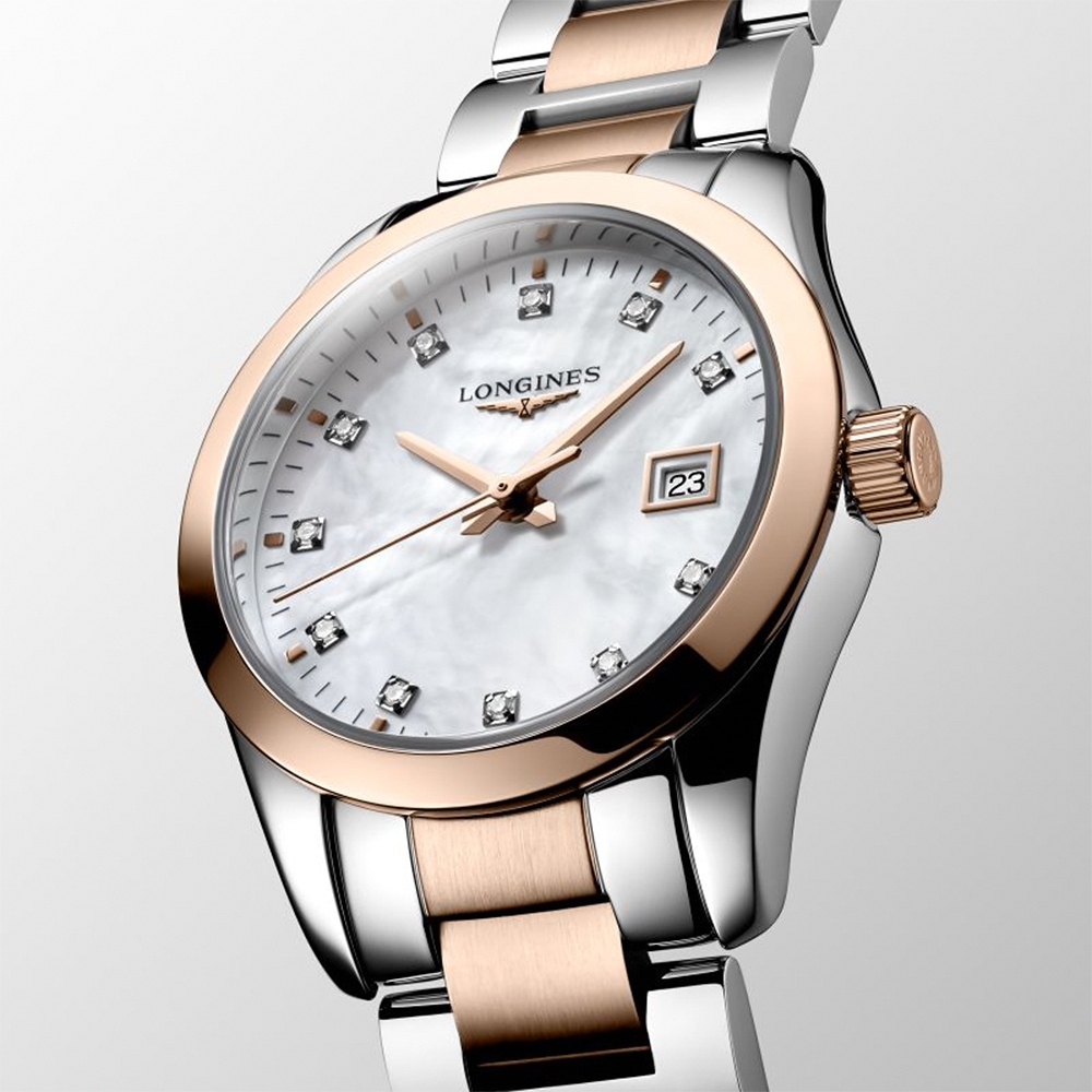 LONGINES 浪琴 官方授權 Conquest 經典石英真鑽女錶-29.5mm L2.286.3.87.7