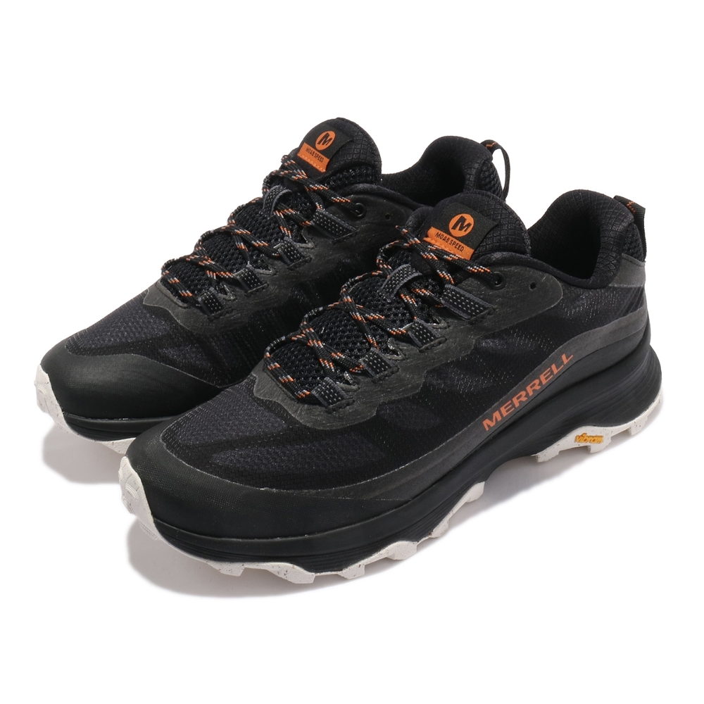 Merrell 戶外鞋 Moab Speed 男鞋 登山 越野 耐磨 黃金大底 保護 緩衝 黑 橘 ML135399