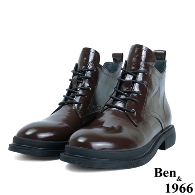 Ben&1966高級頭層牛油皮流行舒適短靴-咖啡(217151)