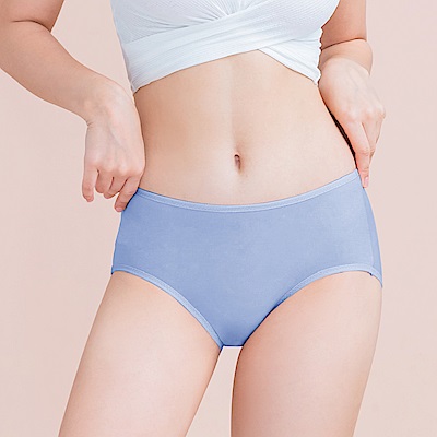 台灣製健康保養天然絲蛋白低敏感透氣 M-XL 中腰彈性包臀內褲 含蓄藍 可蘭霓Clany 環保