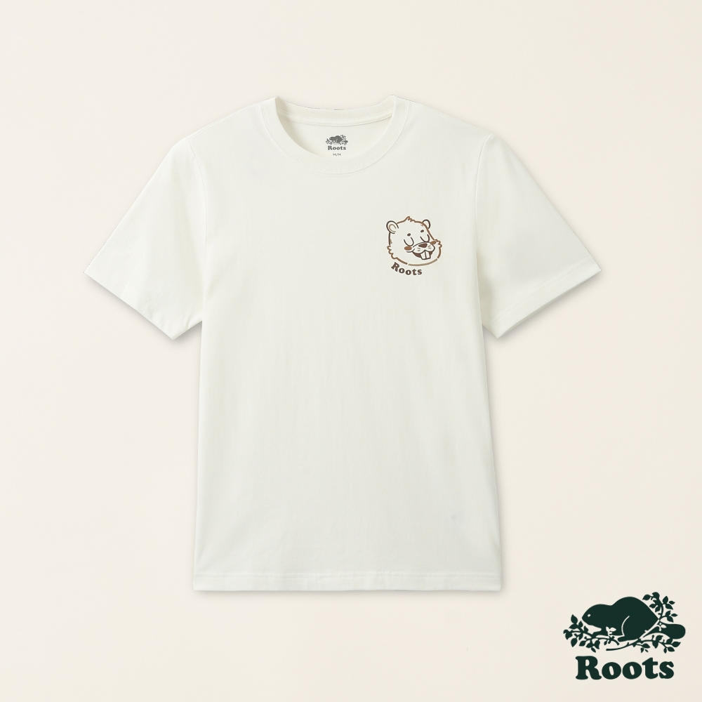 Roots男裝-擁抱真我系列 動物有機棉短袖T恤-白色