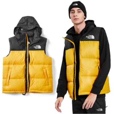 The North Face ICON 熱賣款_經典配色透氣保暖鵝絨背心_黑黃