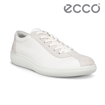 ECCO SOFT ZERO 柔酷零點復古保齡球皮革休閒鞋 男鞋 白色/灰白色