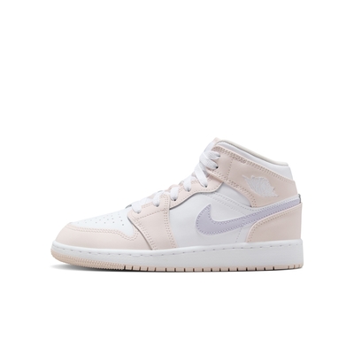 NIKE AIR JORDAN 1 MID (GS) 男女大童休閒鞋-白粉紫-FD8780601