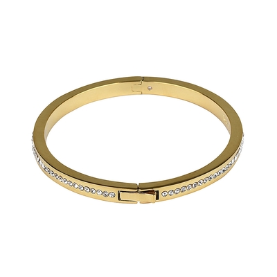 Kate Spade 金屬LOGO鑽鑲飾金屬釦式手環(金)