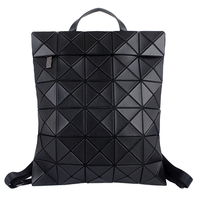 ISSEY MIYAKE 三宅一生 BAOBAO 黑色皮質方格6x7拉鍊後背包