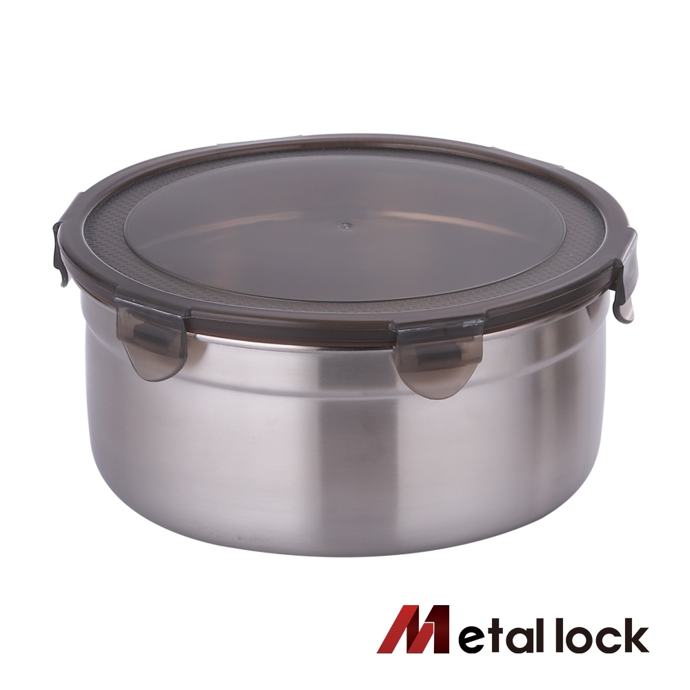 韓國Metal lock圓形不鏽鋼保鮮盒2300ml.露營野餐不銹鋼金屬環保收納大容量