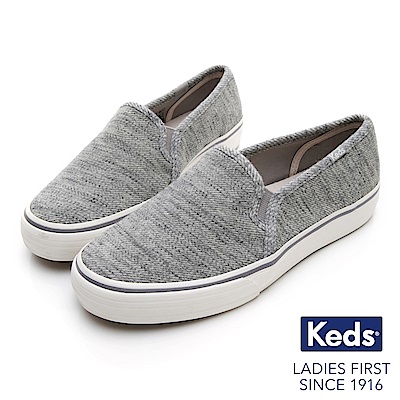 Keds DOUBLE DECKER 斜紋布面休閒便鞋-淺灰