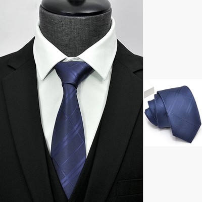 領帶8cm寬版領帶拉鍊領帶亂波(深藍色).Fuulai