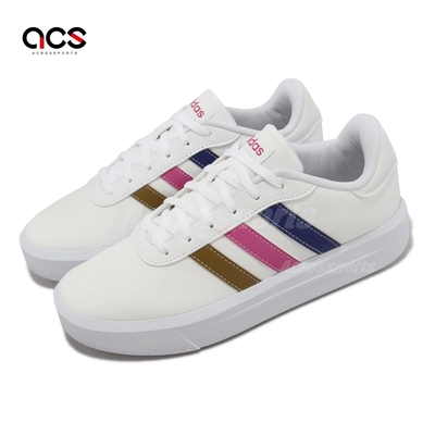 adidas 休閒鞋 Court Platform 女鞋 白 紫 皮革 厚底 增高 復古 愛迪達 HP9429