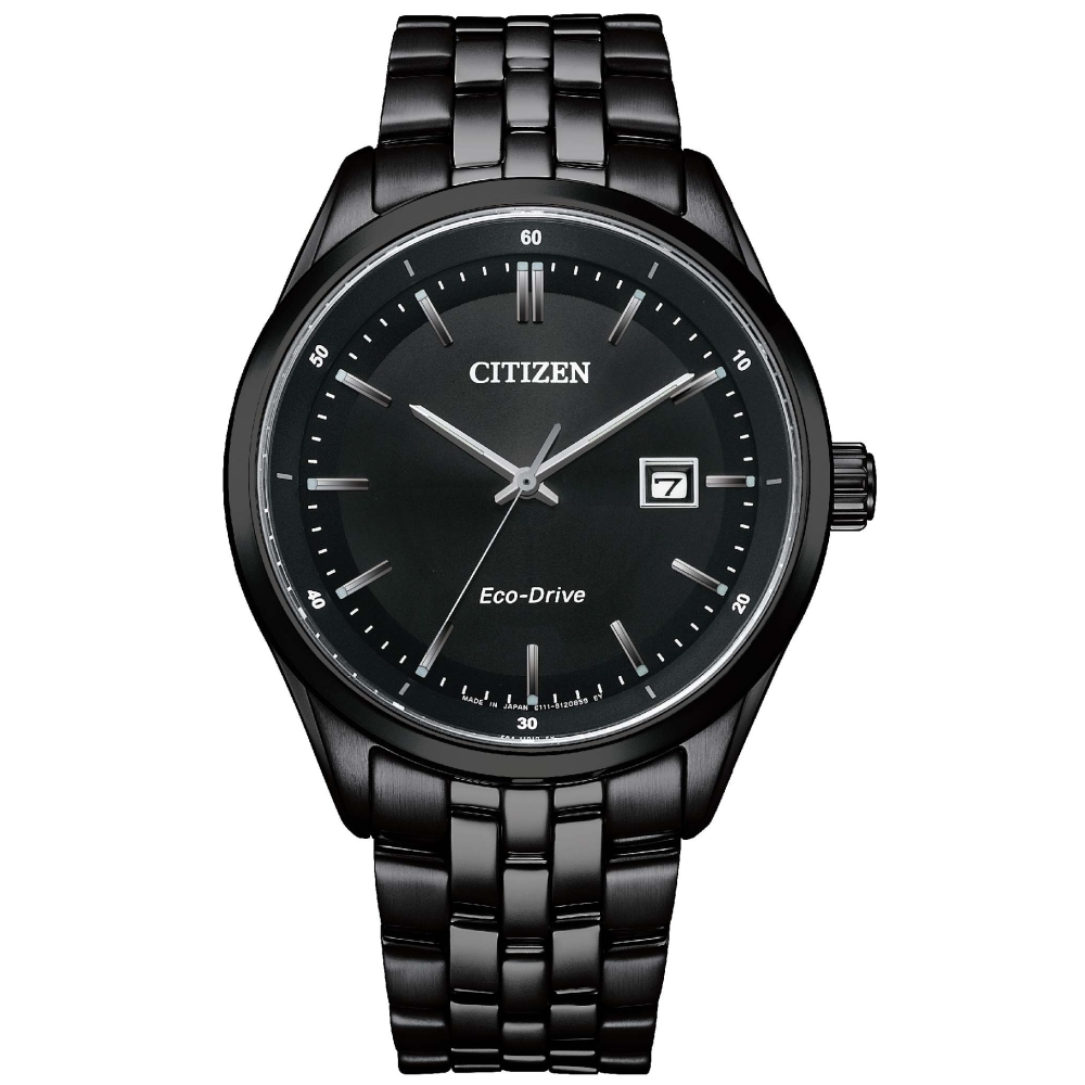 CITIZEN 星辰 光動能 輕時尚 黑鋼腕錶 41mm / BM7565-80E