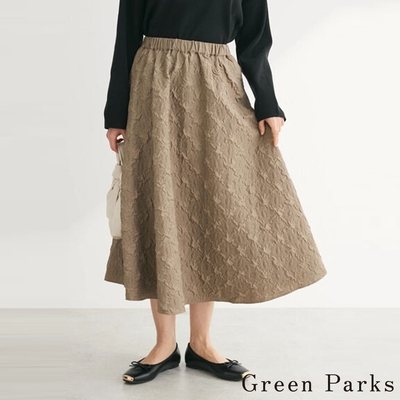 Green Parks 優雅立體壓花圖案側褶喇叭裙