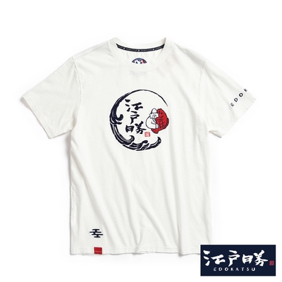 EDOKATSU 江戶勝 海浪豐收短袖T恤-男-米白色