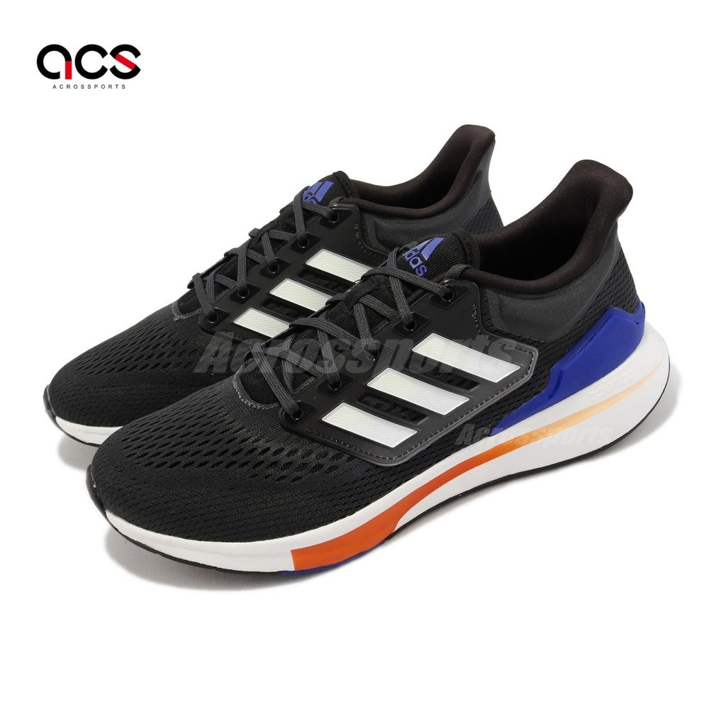 adidas 慢跑鞋 EQ21 Run 男鞋 黑 白 橘 藍 基本款 環保再生材質 緩震 透氣 運動鞋 愛迪達 GY2194