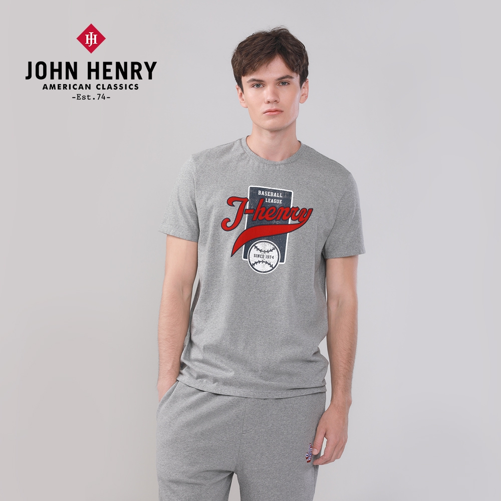 JOHN HENRY  美式棒球baseball短袖T恤-灰色