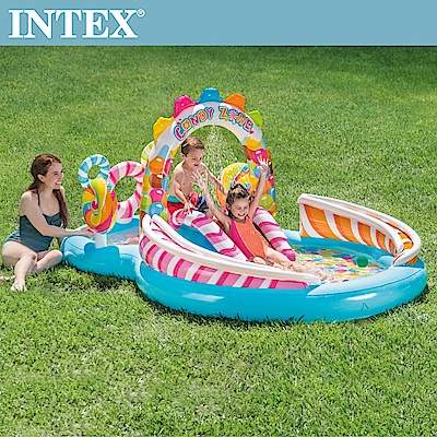 INTEX 糖果屋戲水游泳池滑水道295x191x130cm(57149)