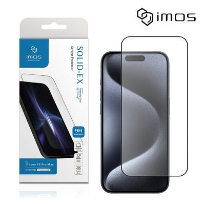 imos iPhone 16 Pro Max 6.9吋 2.5D防窺9H超細黑邊強化玻璃貼