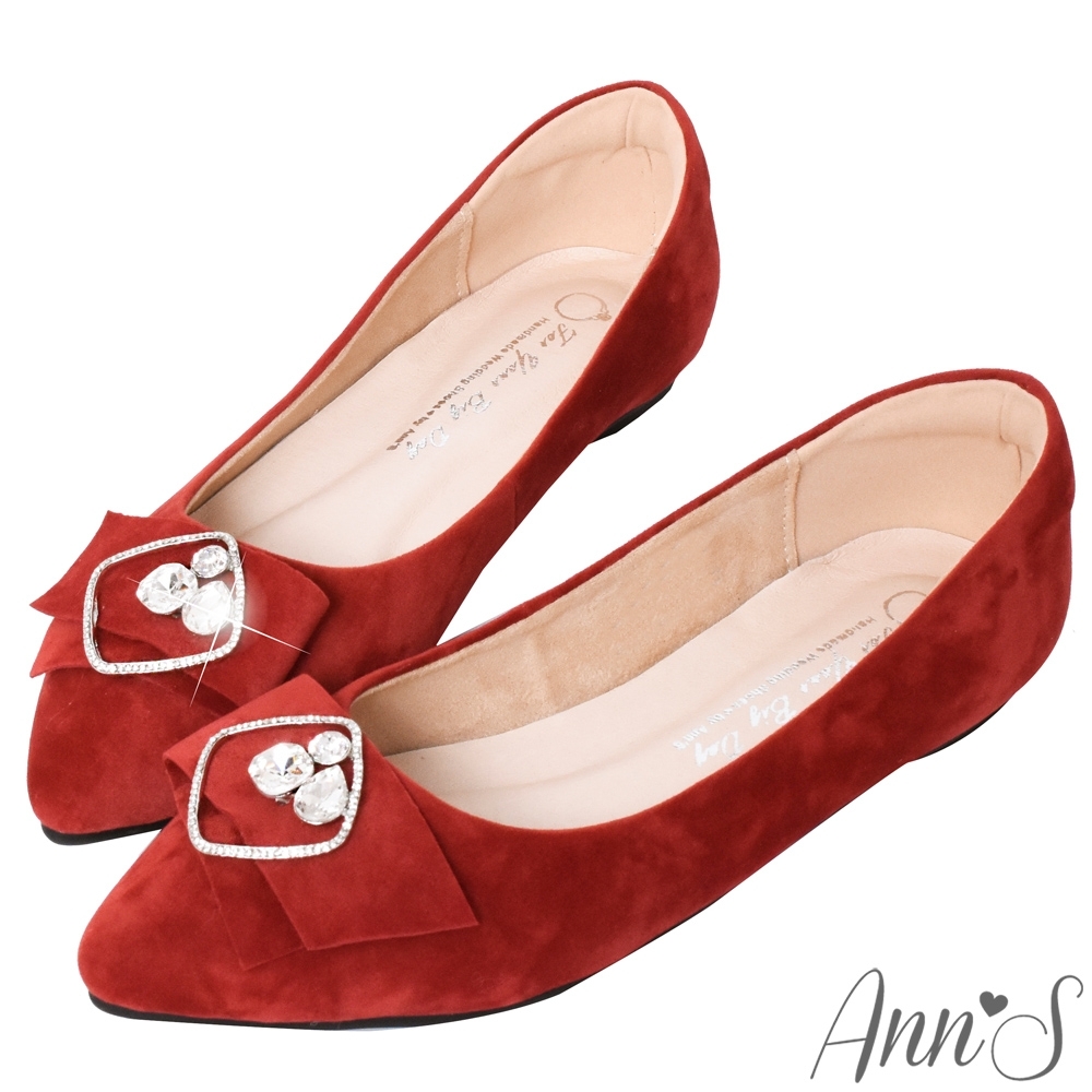 Ann’S腳尖幸福-訂製鑽扣沙發後跟平底尖頭婚鞋 product image 1