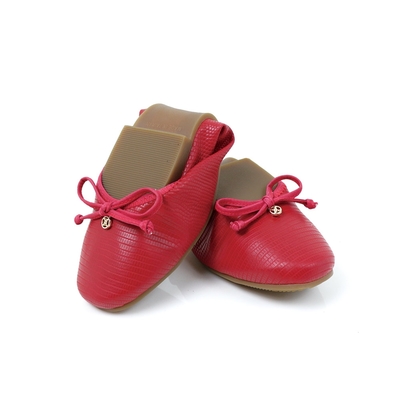 viina芭蕾名媛﹒優雅微方頭摺疊平底娃娃鞋-紅