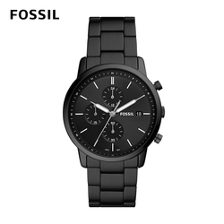 FOSSIL情人節推薦 FOSSIL Minimalist Chrono 新雅仕三眼計時手錶 黑色不鏽鋼鍊帶 42MM FS5848